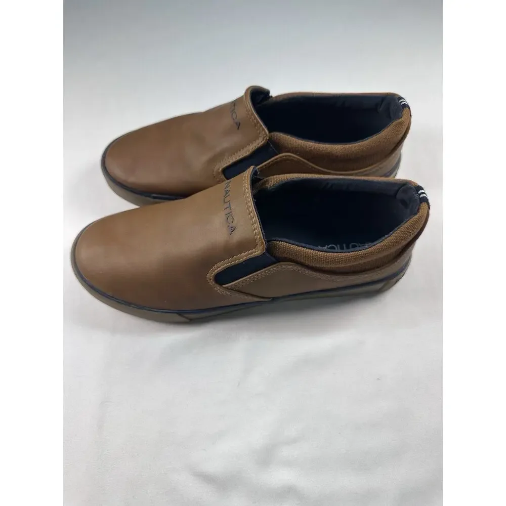Nautica Boys Slip-On Casual Shoes Brown Size 5 Youth Loafers Comfort Shoes
